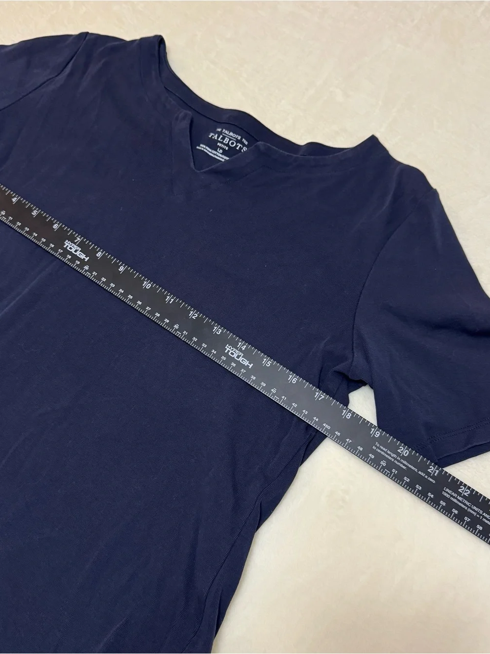 Talbots Navy Short Sleeve V-Notch Crew Tee - Picture 6 of 6